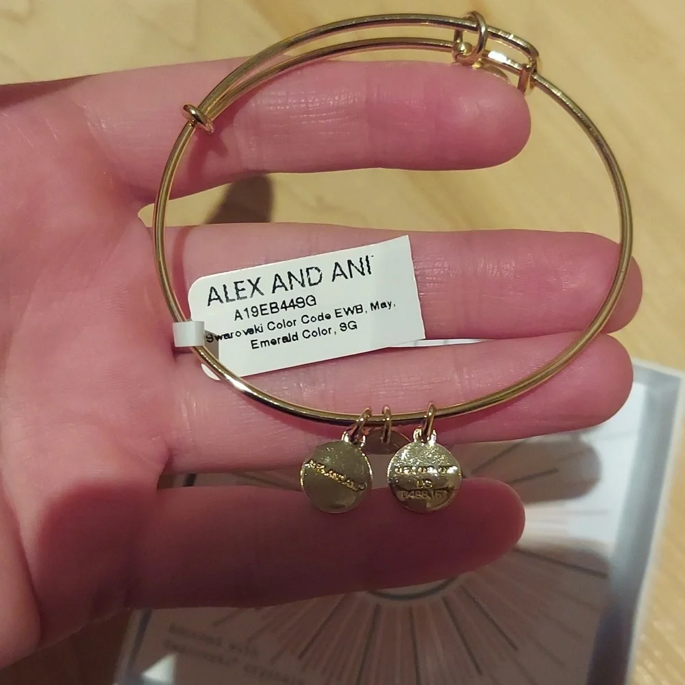 Alex and Ani Color Code May Birthstone Adjustable Wire Bangle - Picture 4 of 5